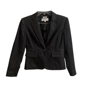 Calvin Klein Womens Blazer Size 2 Black Fully Lined Zip Pockets Notched Collar